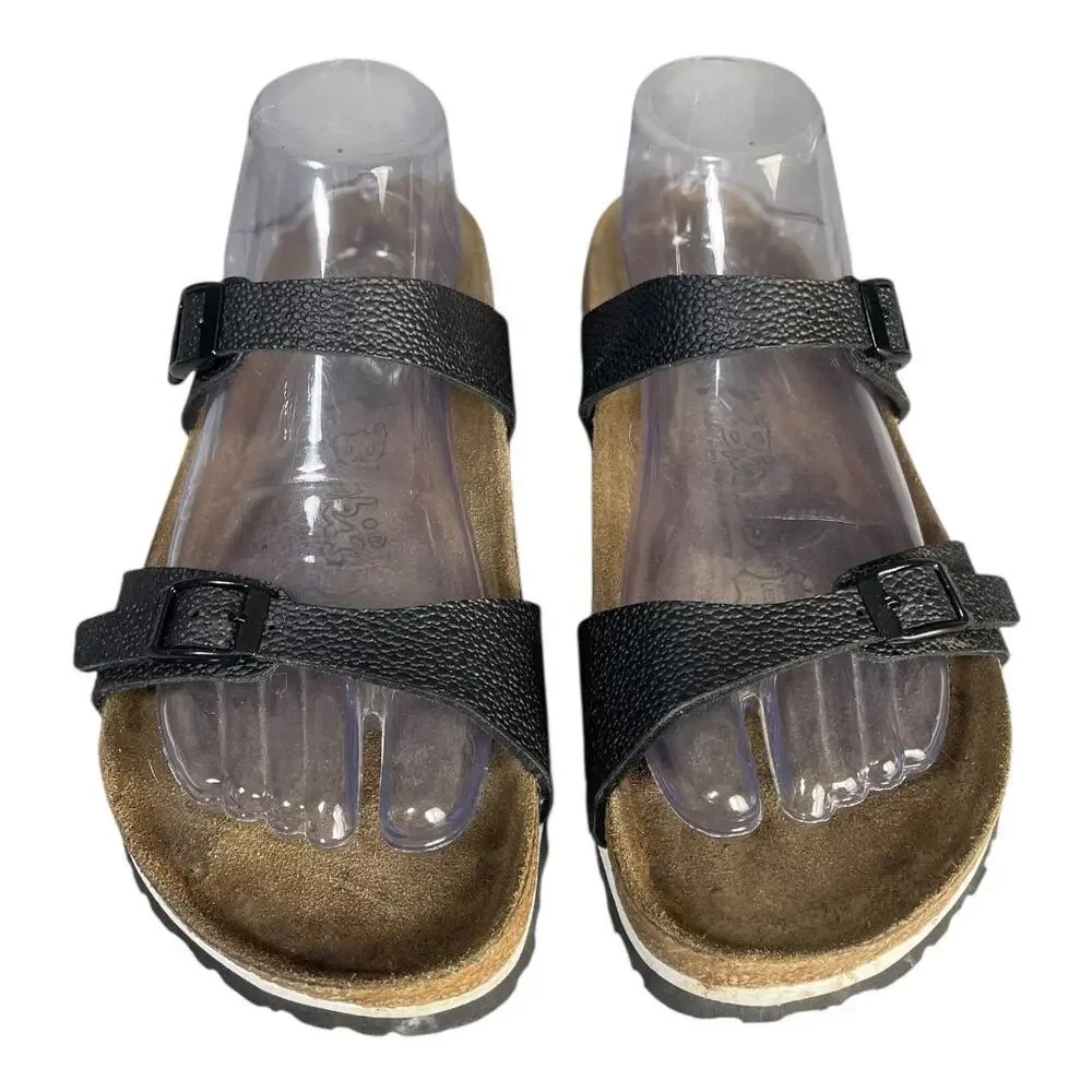 Birki’s By Birkenstock Women’s Tahiti Black Leather Double Strap Sandals Size-8 - Picture 3 of 10